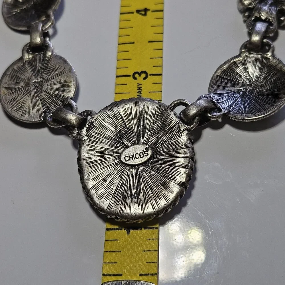 Stunning Vtg Signed CHICO'S 5 Asst'd Medallion Enamel & Leather Necklace 17-21